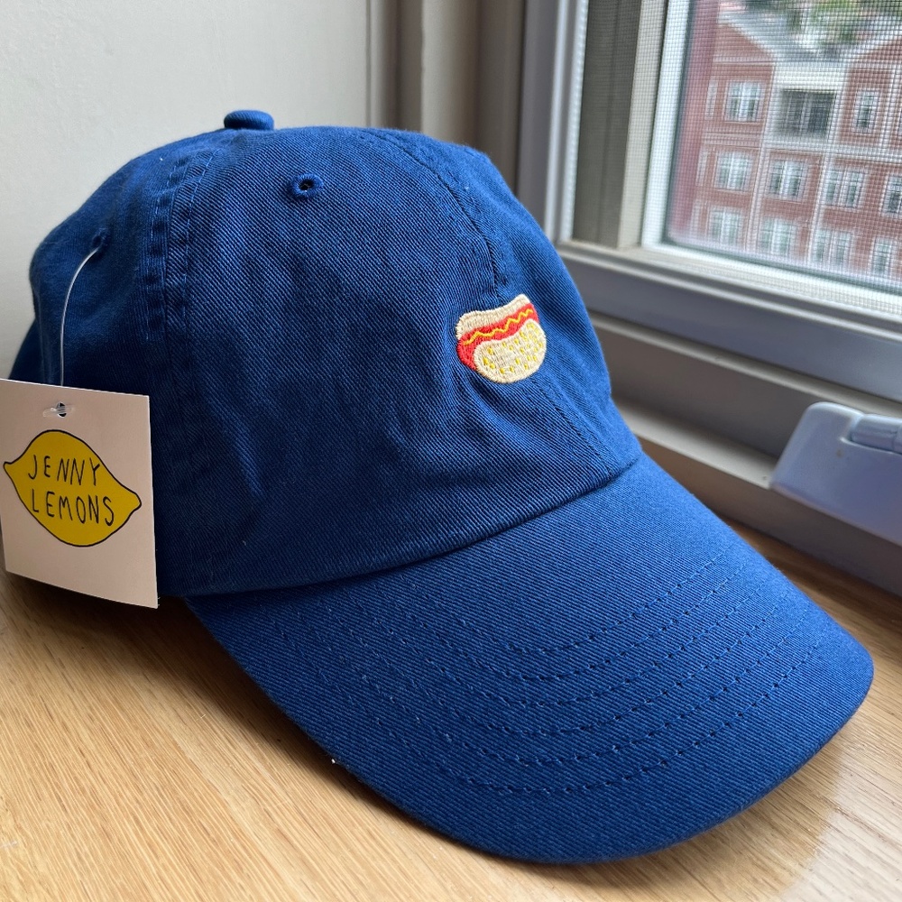 NWT Jenny Lemons embroidered hot dog baseball cap